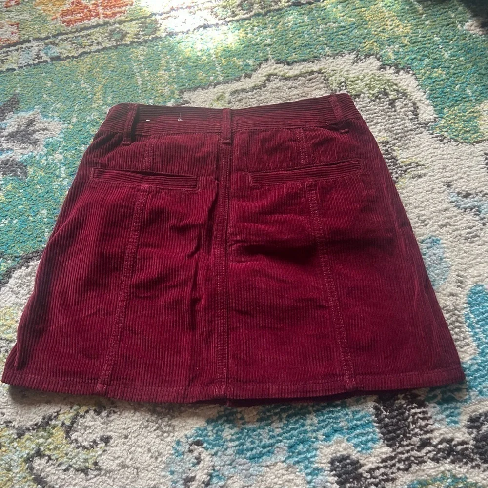 American Eagle burgundy high rise A-line corduroy skirt
